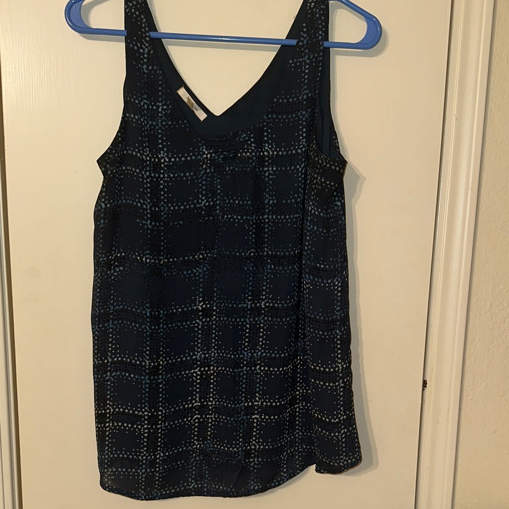 Maurices Teal and White Patterned V-Neck Top